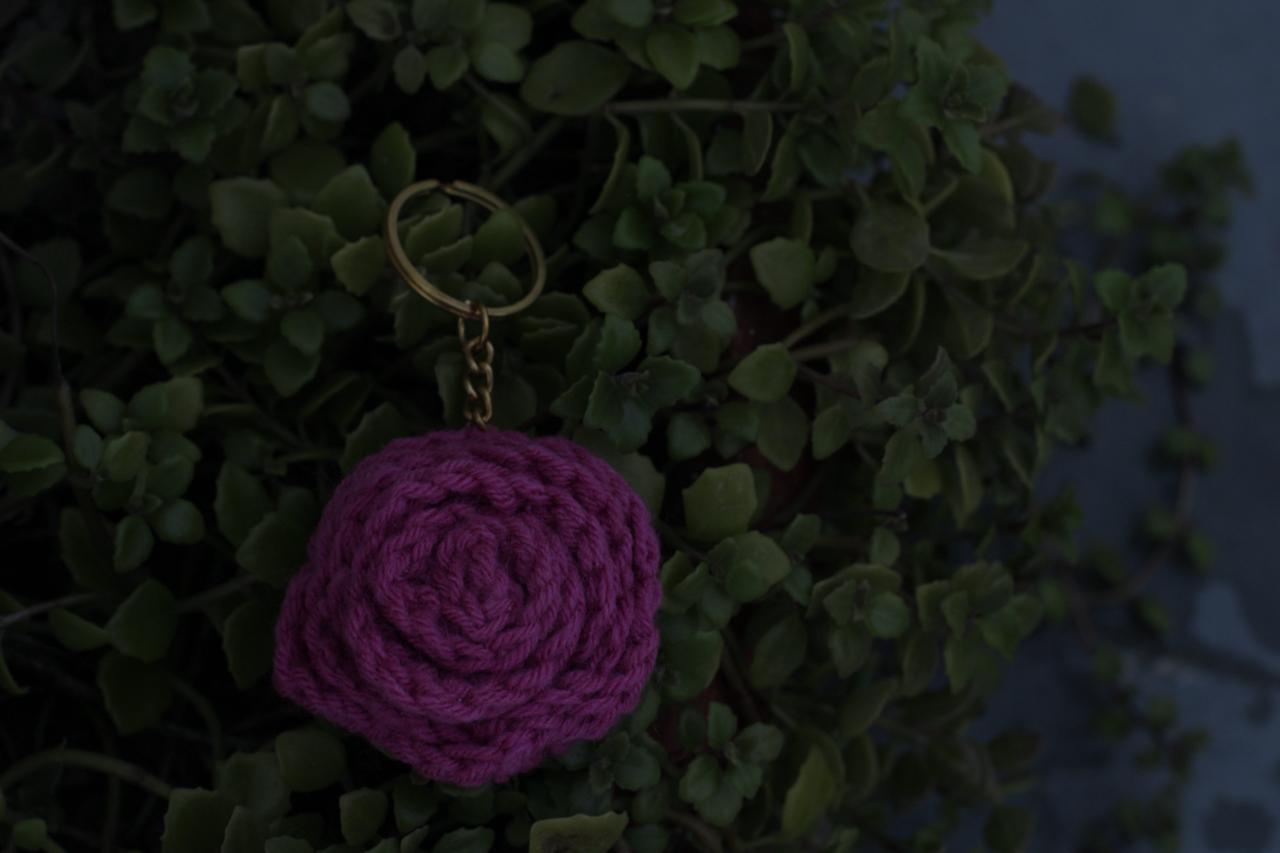 Pink Rose Keychain