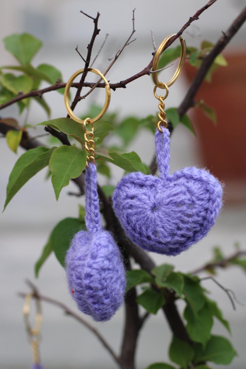Purple Hearts Keychain