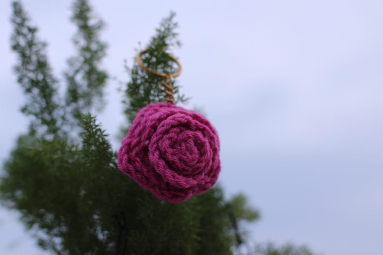 Pink Rose Keychain
