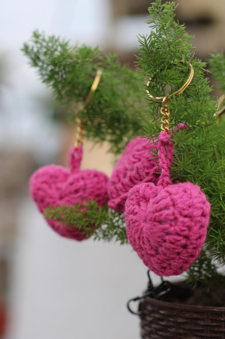 Pink Hearts Keychain
