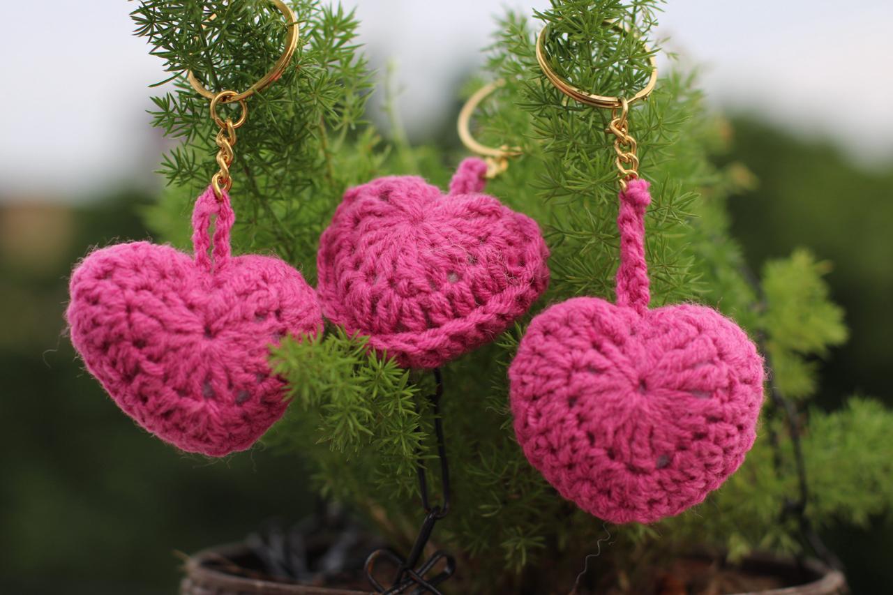 Pink Hearts Keychain